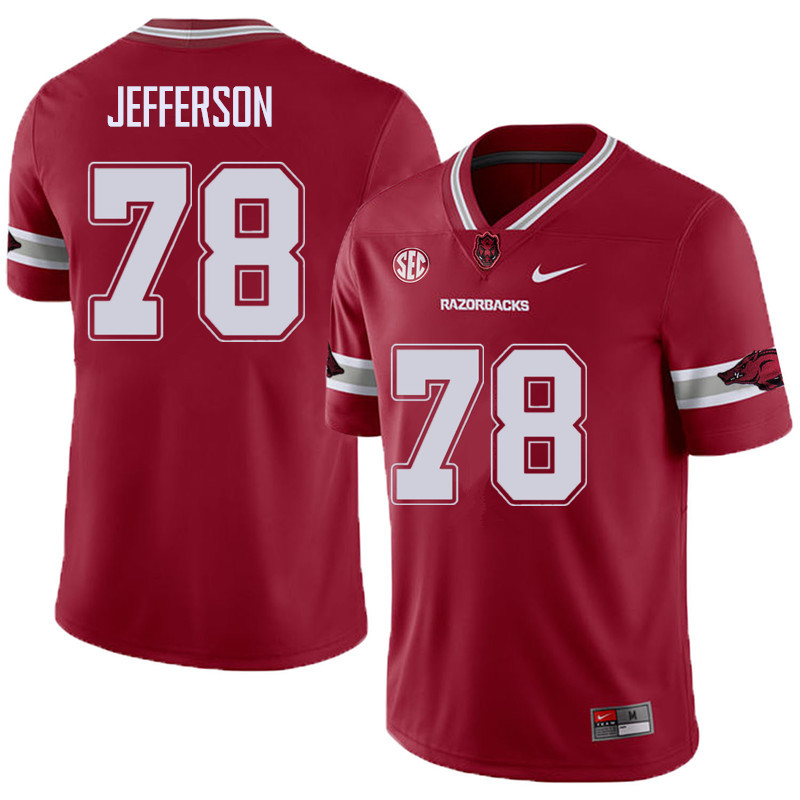 Men #78 Cameron Jefferson Arkansas Razorback College Football Alternate Jerseys Sale-Cardinal